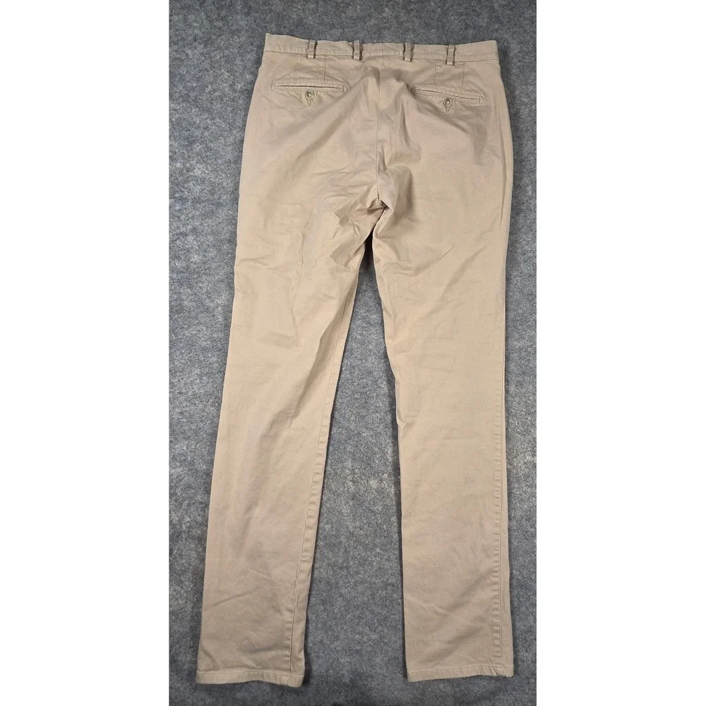 Peter Millar Mens Khaki Tan Pima Cotton Stretch Chino Pants Size 35 Straight Leg